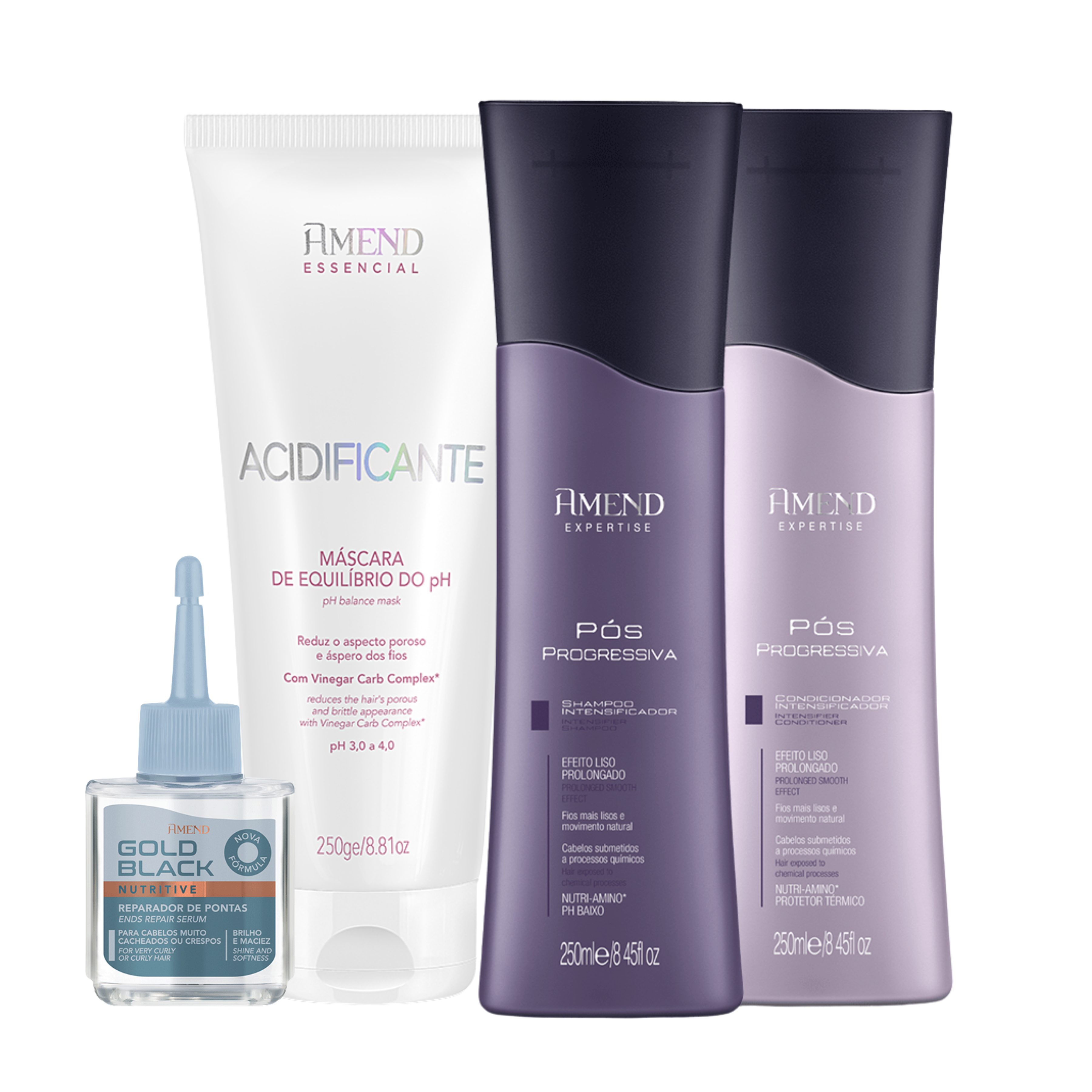 Kit Acidificante,Óleo Gold Black e Pós Progressiva | 4 produtos